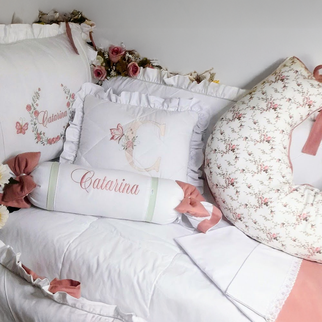Kit Berço Floral Personalizado 9 Peças